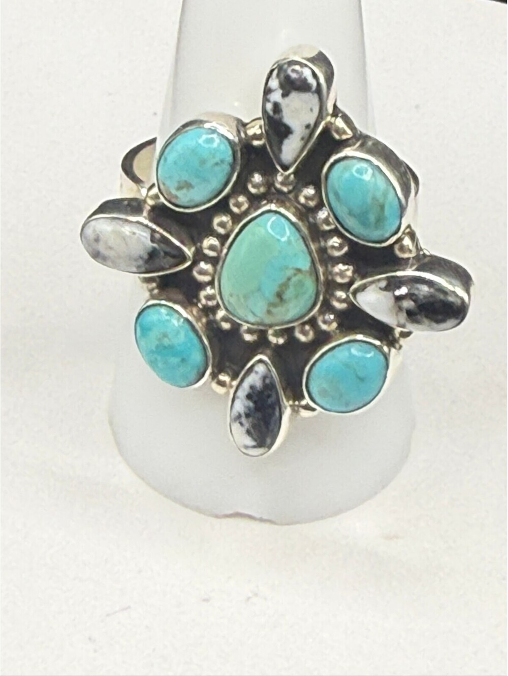 Turquoise Floral Cluster Ring - .925